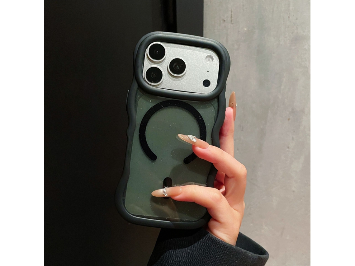 Capa Magnética Roxa Para Iphone 18 Pro Max, Com Moldura Ondulada E Encaracolada, Compatível Com Magsafe Preto Hexinyigjly