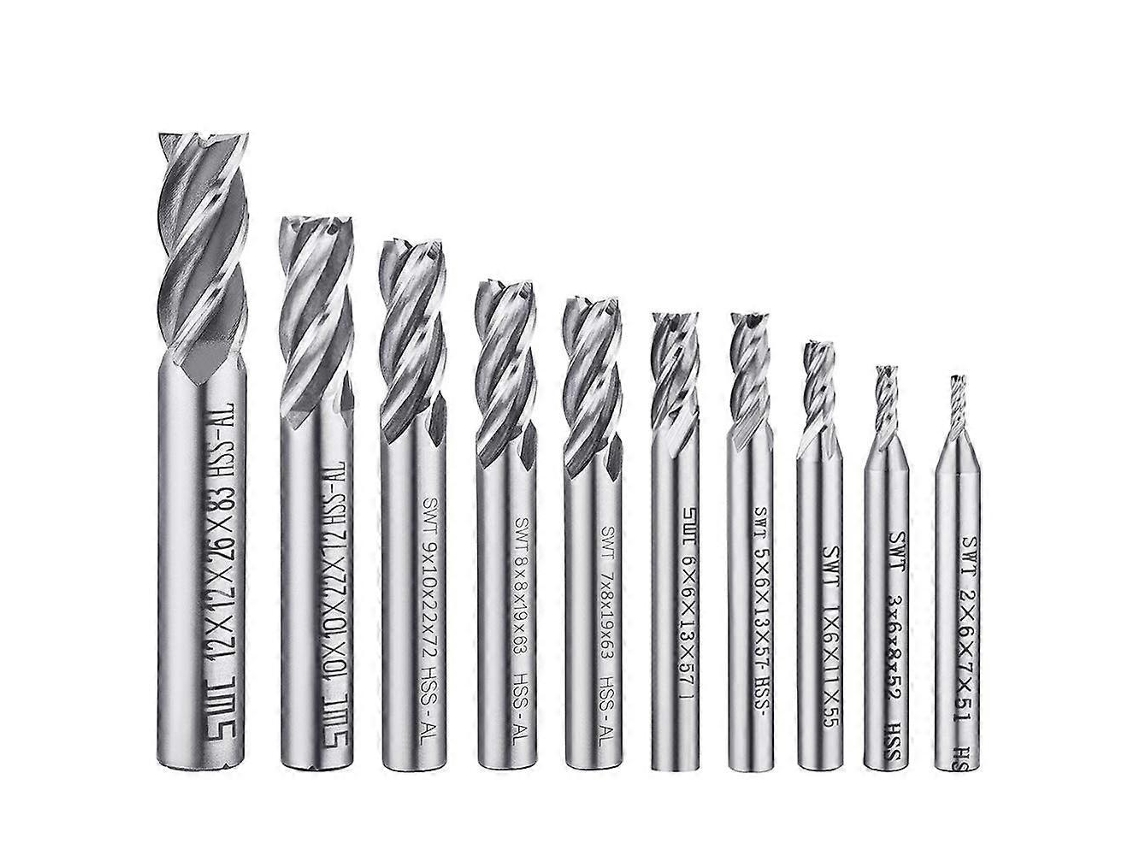Conjunto de 10 Brocas de 4 canais HSS de 2 12mm para fresar e perfurar em aços e titânio | S/MARCA
