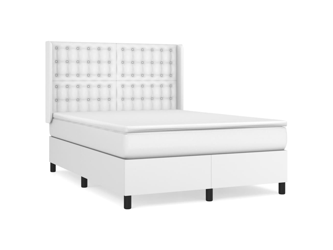Box Spring Bed, Box Spring Beds Vidaxl Branco Couro Artificial (140 X 190 Cm)