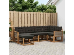 Vidaxl Conjunto De Sofás Para Exterior 6 Unid. Natural E Preto