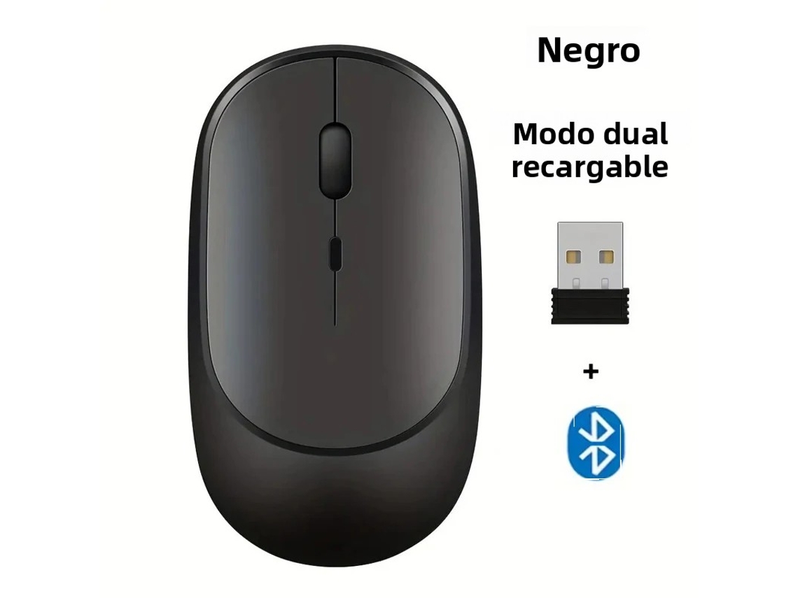 Mouse Sem Fio Recarregável (preto), Bluetooth De Modo Duplo Compatível Com Usb 2.4g