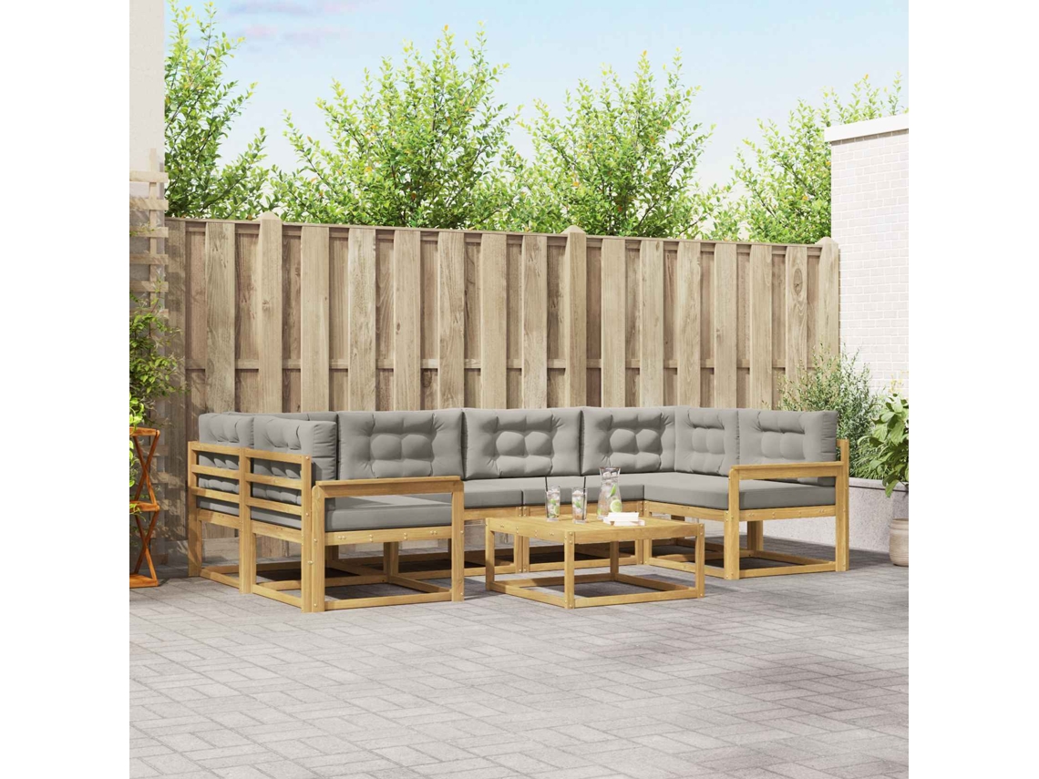 Vidaxl Conjunto De Sofás Para Exterior 5 Pcs Branco E Cinzento-claro
