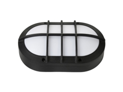 A Porthole Oval Preto com Led 8W Eq. 64W Ip54 4000K Grille Protection Dim. 130X211X57Mm HOROZ ELECTRIC