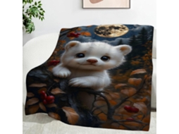 Manta Lua com Urso de Desenho Animado 150x200 Cm Multifuncional Macia e Aconchegante Flanela para Cama Coberto