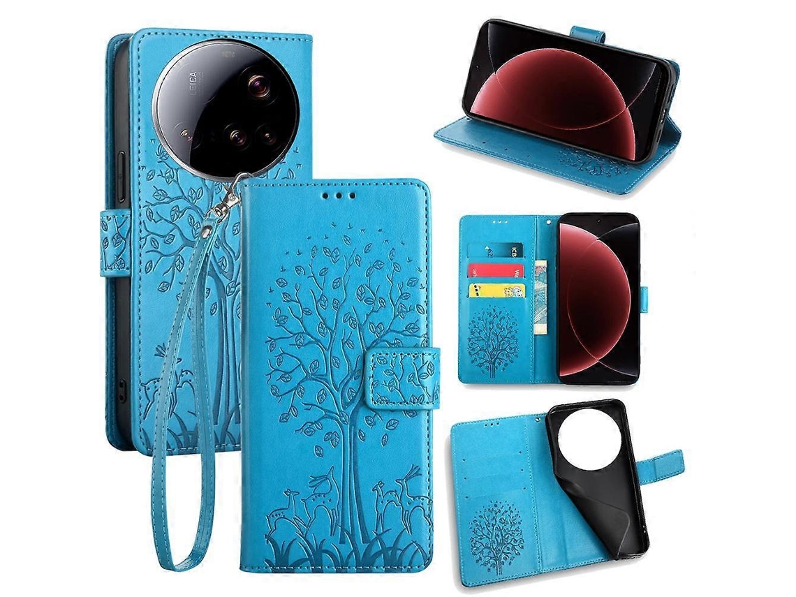 Capa De Couro Com Relevo De Árvore E Veado Para Xiaomi 17 Pro