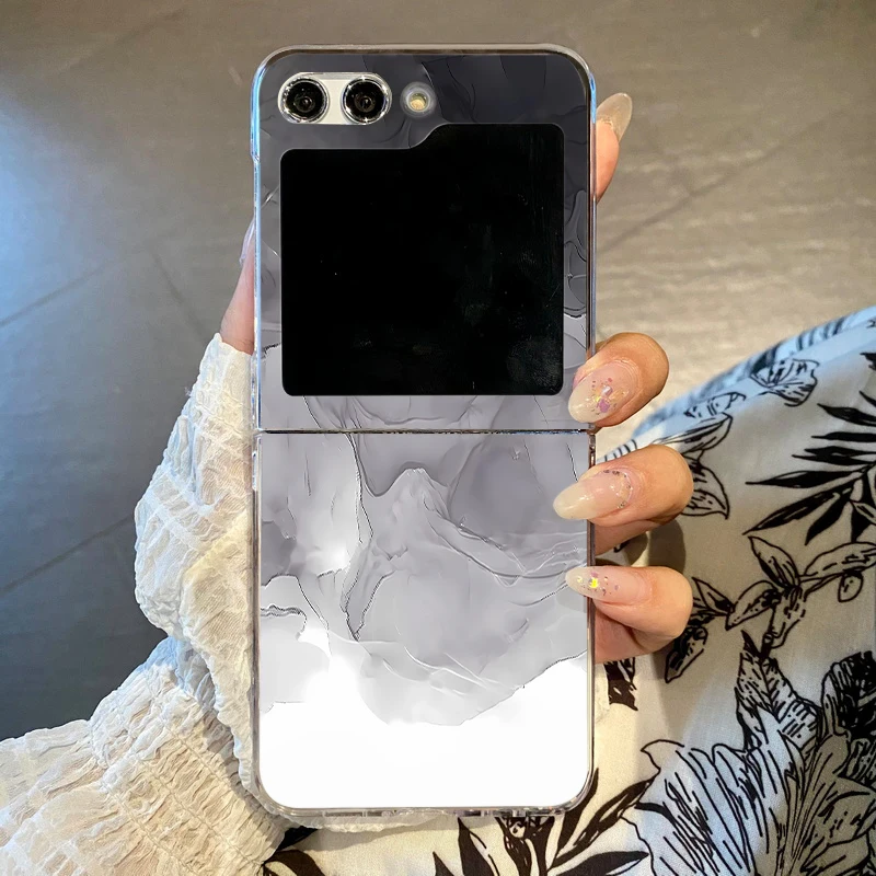 (a647) Capa Para Celular Galaxy Z Flip4 Com Estampa De Mármore