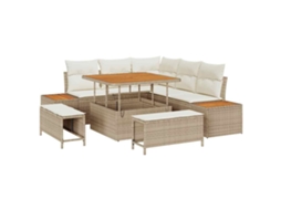 Conjunto 8 Conjunto De Sofá De Jardim Vidaxl Bege Vime Pe (100 X 100 X 71 Cm)