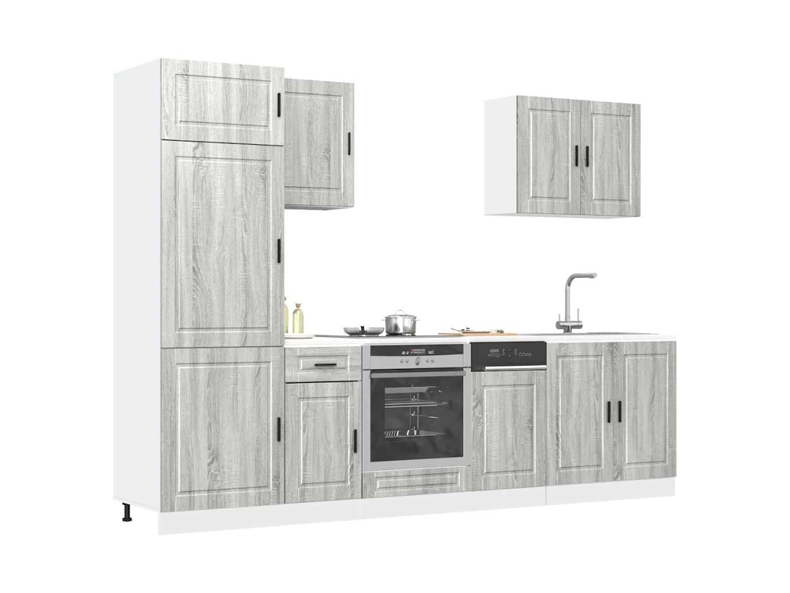Vidaxl 7 Peças Armário De Cozinha Conjunto Porto Cinza Sonoma