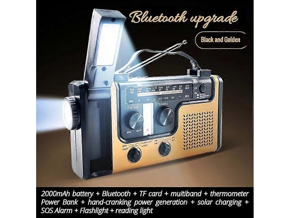 Rádio Portátil Com Lanterna Led E Manivela Solar Sos Am/fm/sw Olysi Shop