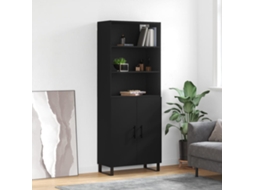 Armario alto 69,5x34x180 cm Derivados de madera Negro