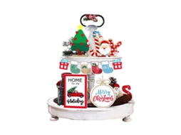 Laxiscreed Bandeja De Madeira Natal Com Santa, Gengibre E Tema Invernal Para Idosos