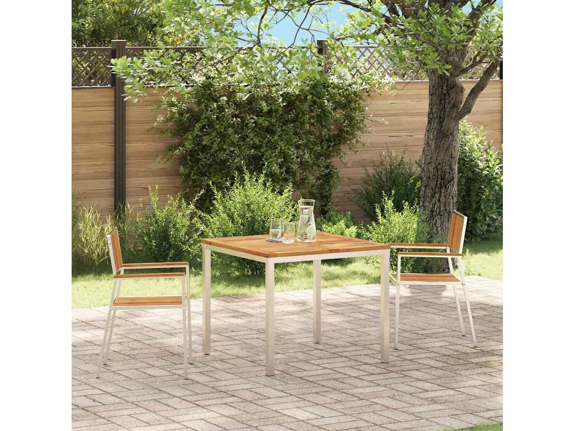 Vidaxl Cadeira De Jardim 2 Pcs Madeira Acácia Maciça E Aço Inoxidável