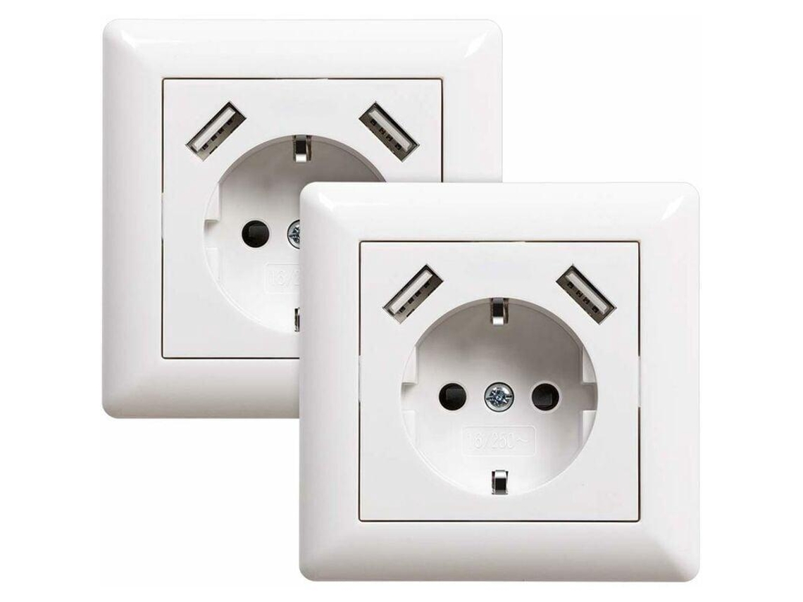 2 Tomadas Com Porta Usb (máx. Tomada De Parede Embutida Com Entrada Usb Sistema Branco 55 Branco Brilhante