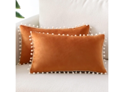 (30x50 Cm, Laranja) Conjunto De 2 Capas De Almofada Decorativas Em Veludo Macio