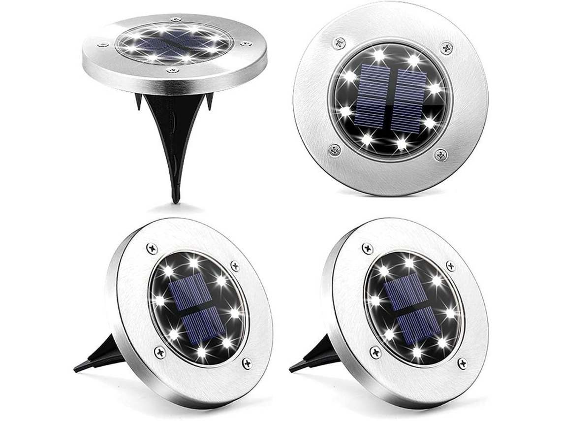 Nova Line luz Solar de Disco com 8 Leds para Exterior Impermeável Jardim Paisagismo Iluminação (branco)