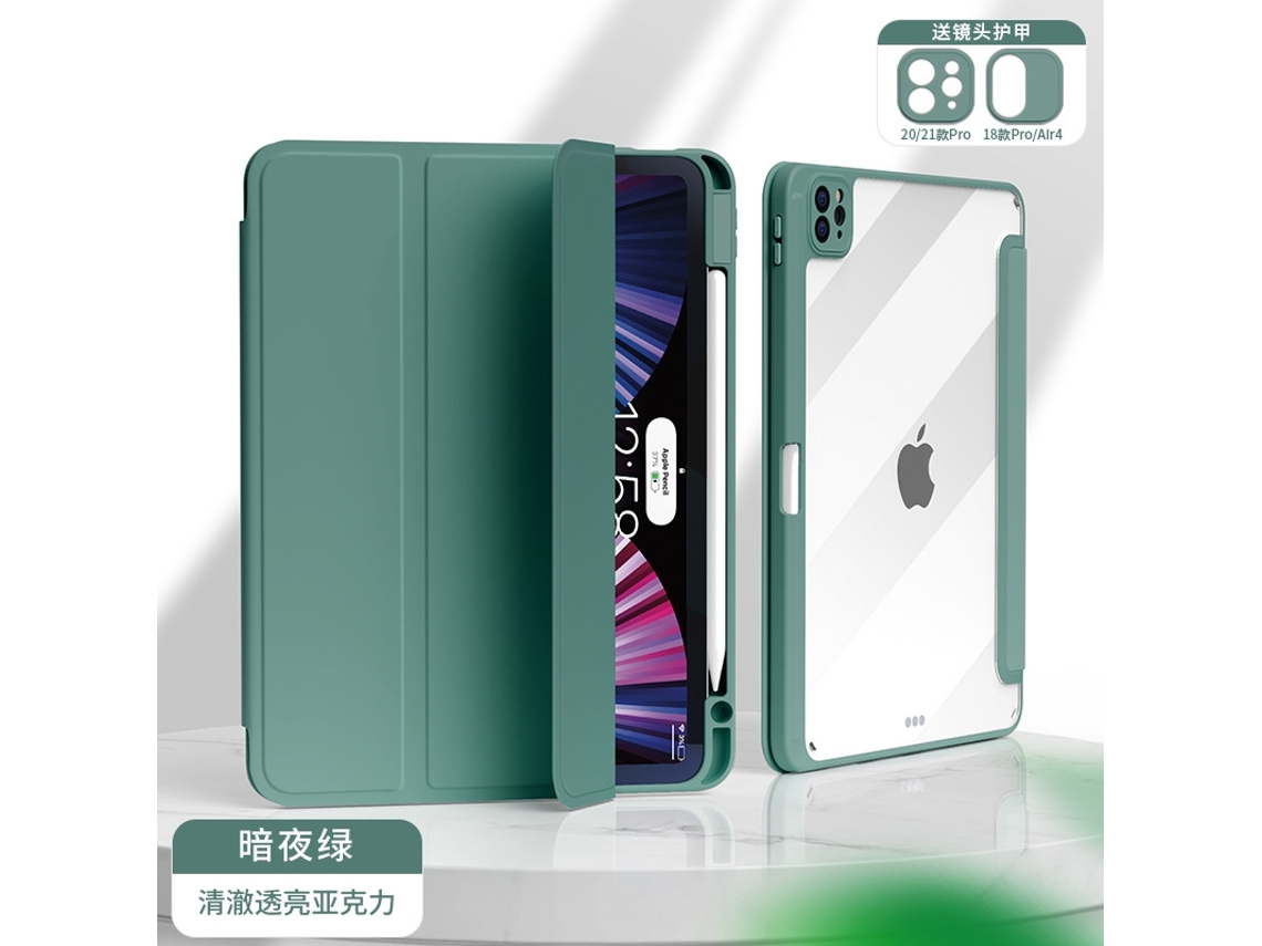Capa Estilosa Para Ipad 2017/2018 9,7 Verde Meia Noite 3 Dobras Rígida