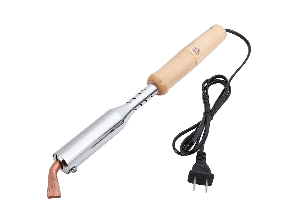 Ferro de soldar elétrico com aquecimento externo e cabo de madeira isolado (220 V, padrão chinês, adaptadores personalizados para disparos)