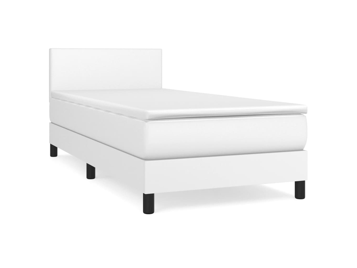 Cama com Molas Couro Artificial Branco MAISON EXCLUSIVE 90x200 cm