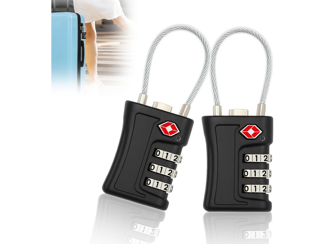 Cadeado Para Bagagem, Cor Preto, Combinação De 3 Dígitos, Padrão Tsa, Em Abs, Segurança Portátil Para Mala, Mochila E Armário Em Deslocações