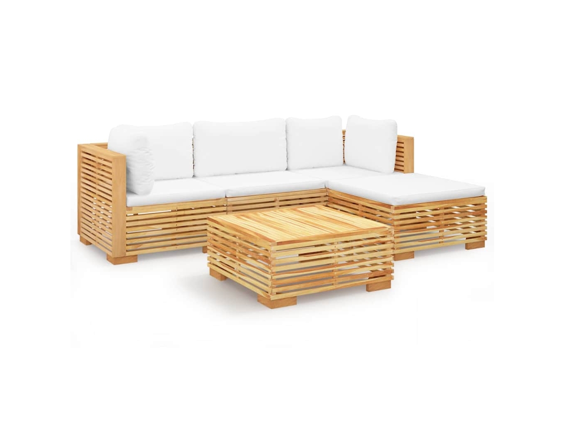 Maison Exclusive - 5 Pcs Conjunto Lounge Jardim C/ Almofadões Madeira Teca Maciça