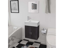 Vidaxl Móveis Casa De Banho 3 Pcs E Conjunto De Bacia Preto