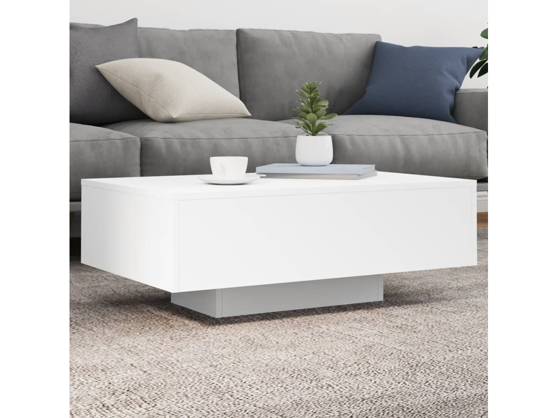 Vidaxl Mesa De Centro Com Luzes Led 85x55x31 Cm Branco