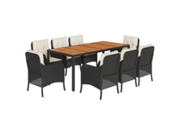 Conjunto de 9 Jantar para Jardim com Almofadões Vime Pe Preto MAISON EXCLUSIVE