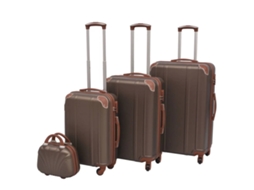 Vidaxl Conjunto De Tróleis Em Estojo Rígido 4 Pcs Cor Café