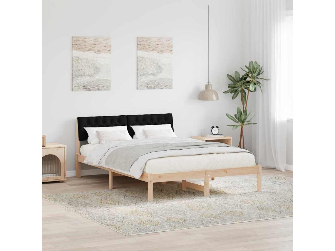 Vidaxl Estrutura da Cama com Cabeceira Castanho e Preto 140 X 190 Cm