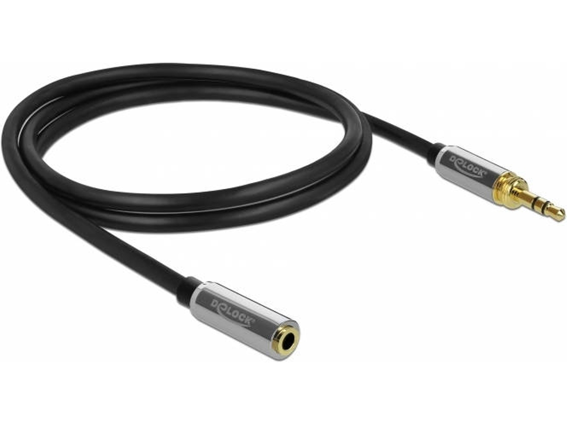 Cabo de Áudio DELOCK (Jack 3.5mm - 50 cm - Preto)