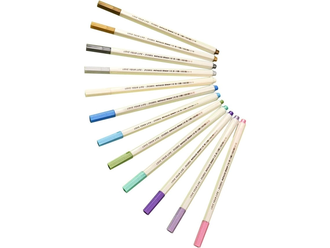 Marcadores Metálicos Com Glitter, 12 Cores Para Artesanato E