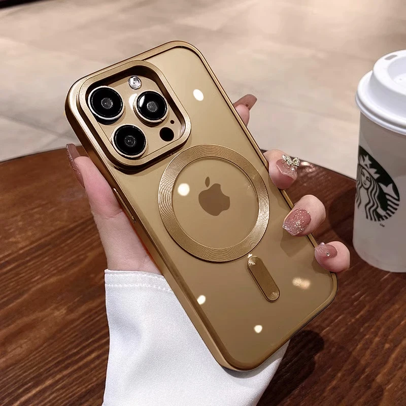 Capa Para Iphone 11 Pro Max (dourada) Com Carregamento Sem Fio Magnético E Proteção Contra Impactos.