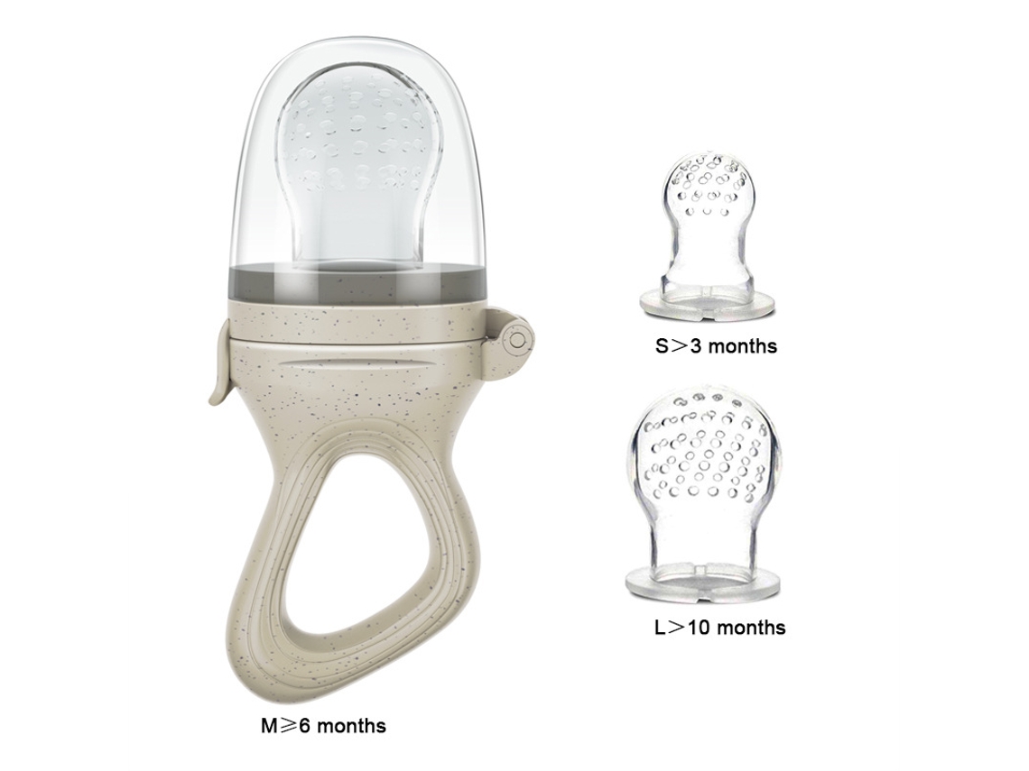 Baby Food Supplement Silicone Nipple Food Grade Fruit And Vegetable Chewer Feedersacos De Malha Off-white Nos Tamanhos M, P E G