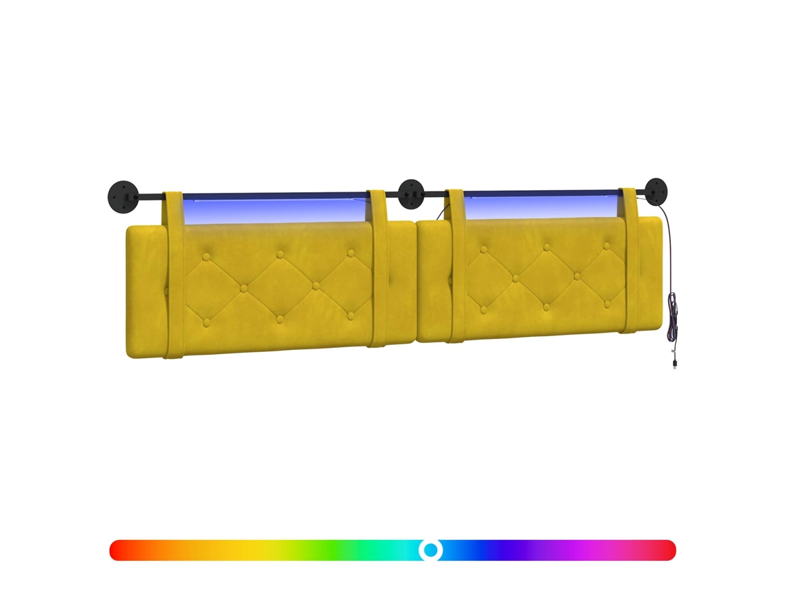 Conjunto 1 Cabeceira Suspensa Vidaxl Amarelo Veludo (210 X 55 X 5 Cm)