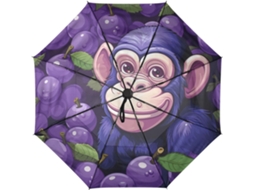 Guarda Chuva de Viagem Monkey Grape Art Resistente | S/MARCA
