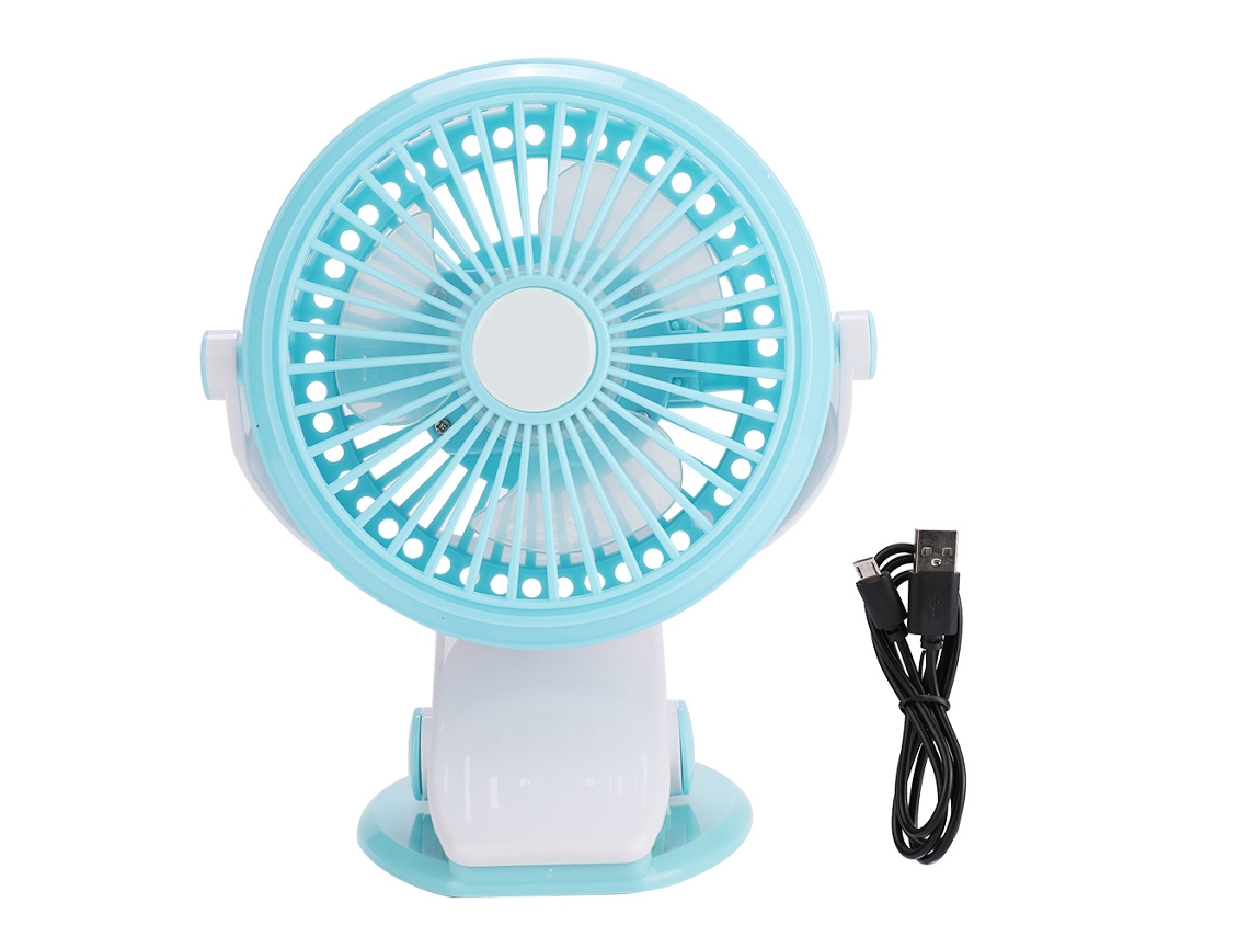 Ventoinha Usb Silenciosa Mesa Luz Noturna Azul