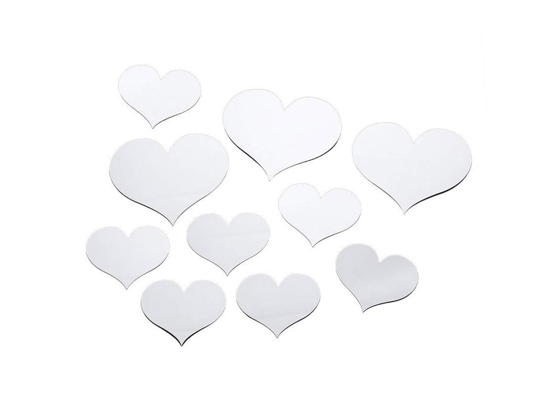 10pcs Adesivo De Parede De Espelho Coração Decor Diy 3d