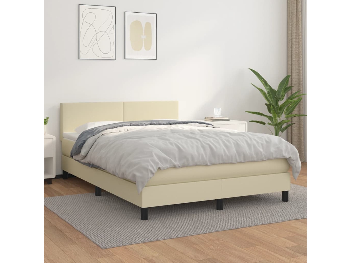 Box Spring Bed, Box Spring Beds Vidaxl Creme Couro Artificial (140 X 200 Cm)