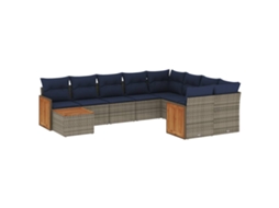 Conjunto de Sofá de Jardim, 10 Peças, Almofadas, Rattan Cinza MAISON EXCLUSIVE