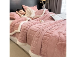 Manta de Lã Coral Quentinha para Outono e Inverno Veludo Jacquard com Letras Macia Felpuda, Macio, Quente, Ide
