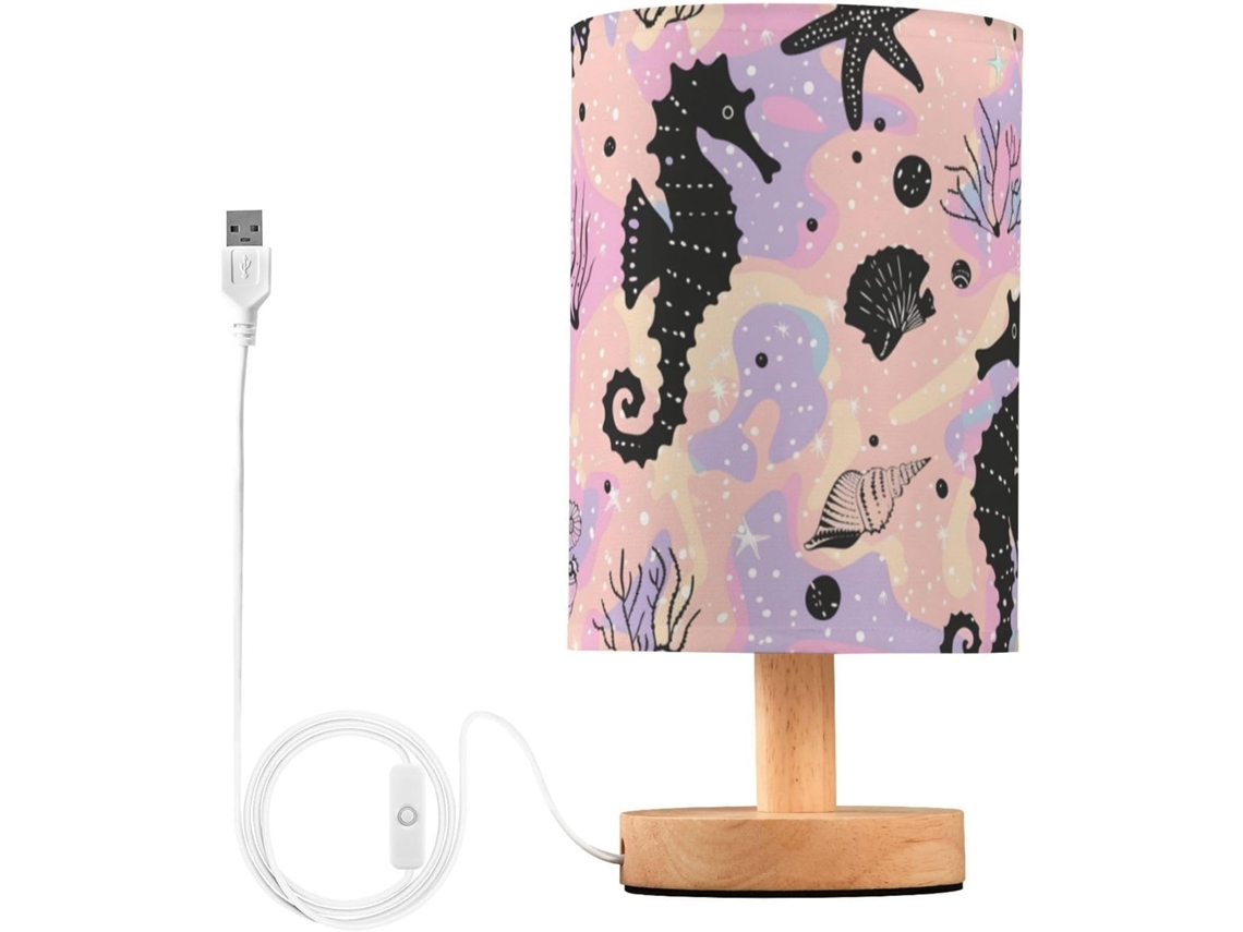 Luminária De Mesa Mnsruu Para Quarto, Sala De Estar, Com Design De Cavalo Marinho, Estrela Do Mar E Conchas, Com Portas