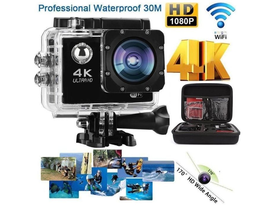 Câmera de atividade WiFi HD 1080P 4K à prova dágua - V38 - preta S/MARCA