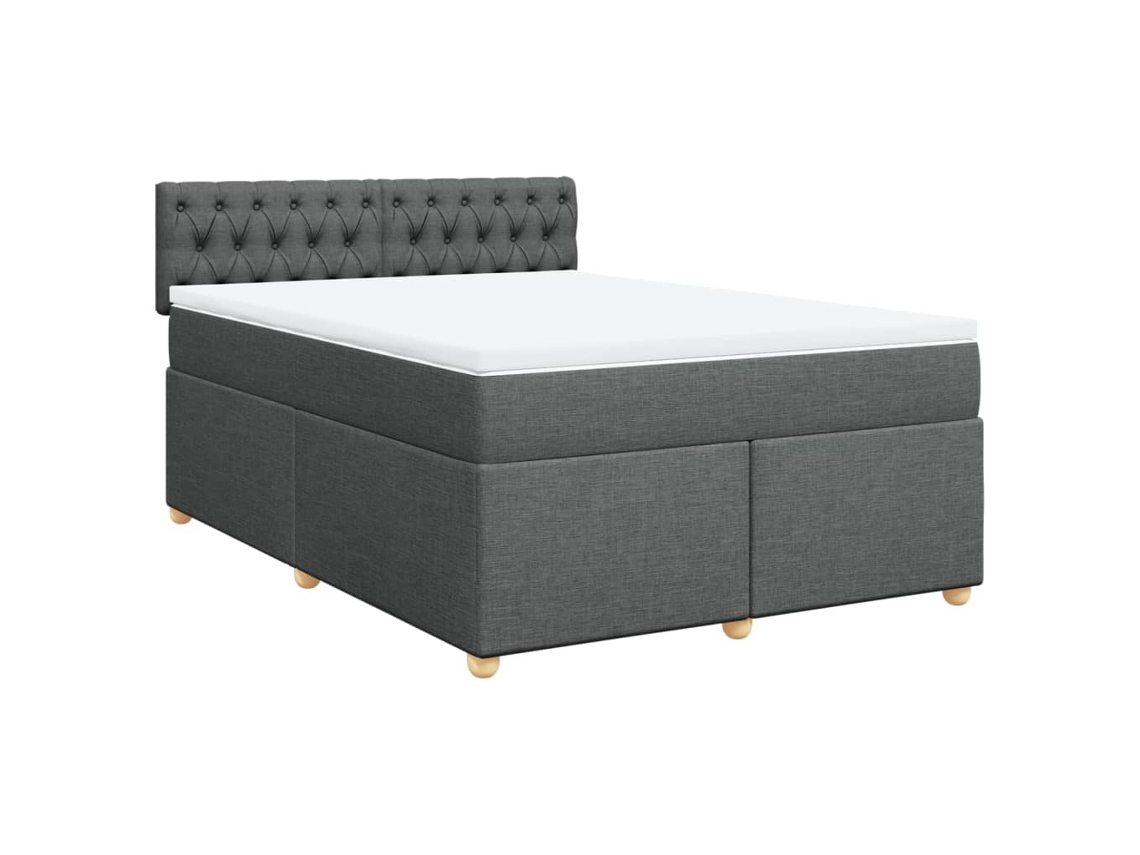 Cama com Molas e Colchão Tecido Cinzento Escuro MAISON EXCLUSIVE (140x190 cm)