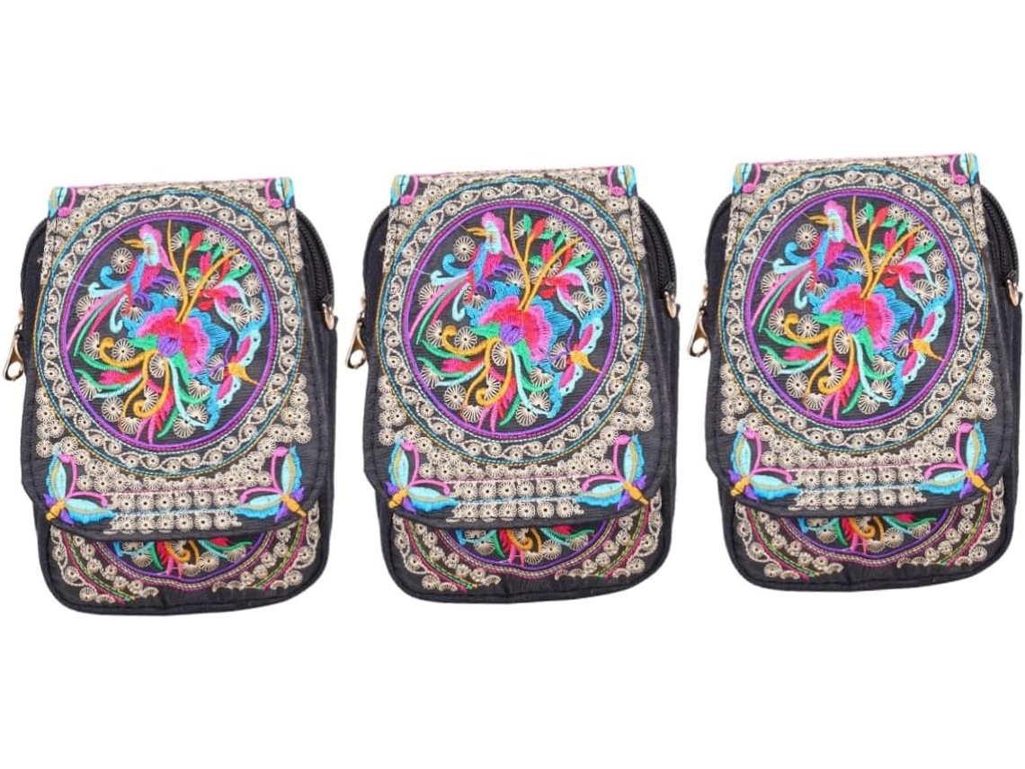 Conjunto De 3 Bolsas Transversais Para Meninas Estilosas, Com Suporte De Ombro Bordado Para Celular...
