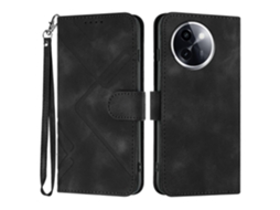 Capa De Celular De Couro Com Padrão De Linha E Toque De Pele