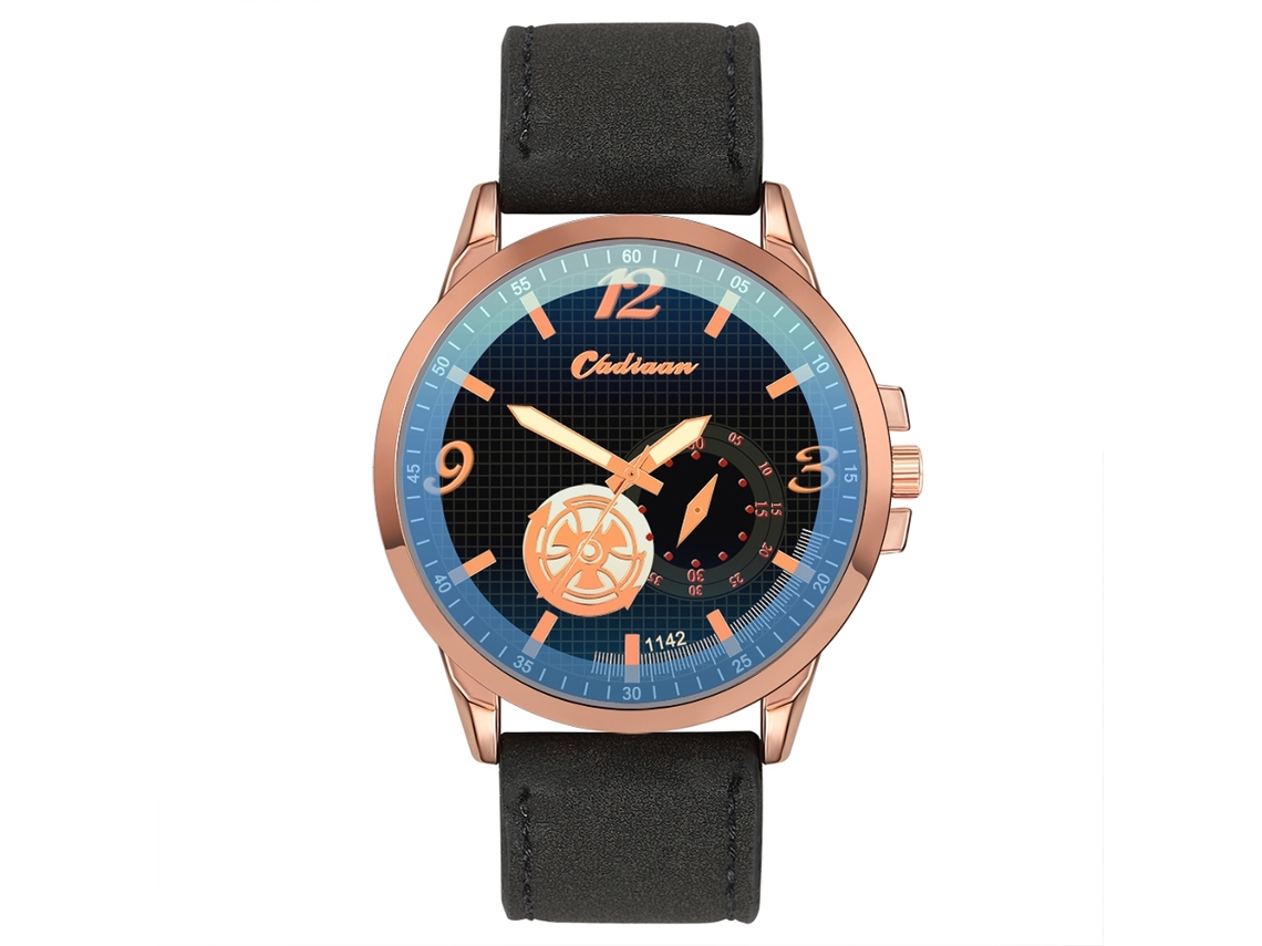Reloj De Pulsera De Piel Pu Para Hombres Estilo Empresarial Casual Simple Oro Rosa+cuerda Negra