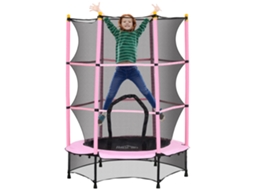 Trampolim Para Criança Aço, Pp E Epe Cor Rosa Ø140x190 Cm Homcom