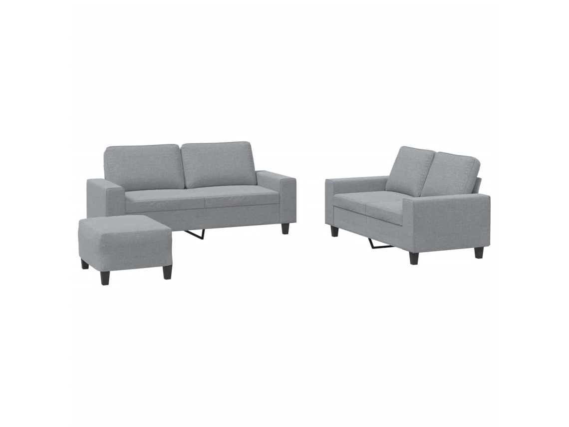 3 Pcs Conjunto de Sofás Tecido Cinzento claro MAISON EXCLUSIVE
