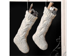 Meias De Natal Exclusivas De Malha Branca Marfim De 14,5 Olysi Shop (pacote Com 2)