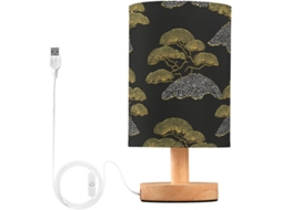 Abajur De Mesa Cabeceira Preto Em Estilo Japonês, Com Detalhes Em Pinho, Ideal Para Quarto Infantil A Abajur Charmoso